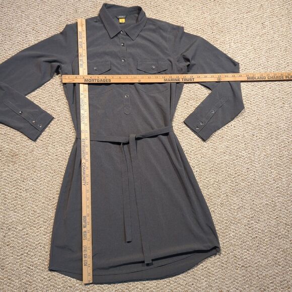 Eddie Bauer Travex Shirt Dress Womens Medium Gray Roll Long Sleeve Outdoor - Picture 2 of 7